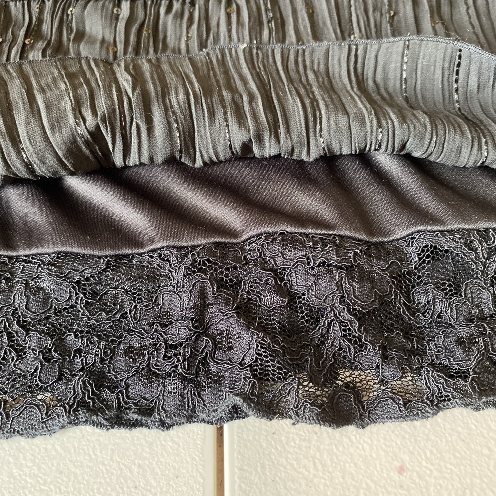 Vintage Y2K Lace/Sequins Babydoll Black Tank Whimsygoth Fairy Gauzy Studio 1940 - Picture 4 of 15
